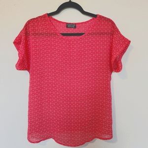 Papermoon Stitch Fix Hearst Cross Back Sheer Printed Spring Blouse in Coral Sz M